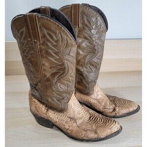 Abilene Mens Snake Skin Boots Size 9.5 D Leather Cowboy Western 6122 USA Vtg